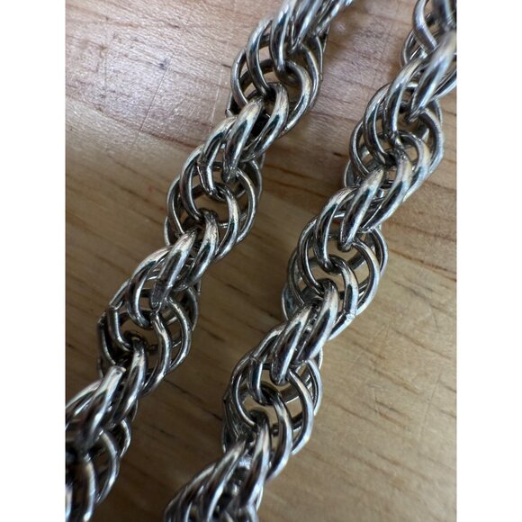 Monet Silver Tone Rope Chain Necklace 24" Vintage Jewelry Classic Design - Picture 7 of 7